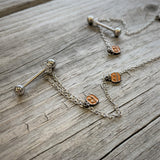 14G 5/8 Orange Pumpkin Patch Halloween Dangle Nipple Chain