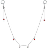 14G 9/16 Clear Gem Ladybug BCR Captive Ring Dangle Nipple Chain