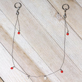 14G 9/16 Clear Gem Ladybug BCR Captive Ring Dangle Nipple Chain