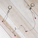 14G 9/16 Clear Gem Ladybug BCR Captive Ring Dangle Nipple Chain