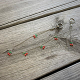 14G 9/16 Clear Gem Red Cherry Captive Ring Dangle Nipple Chain