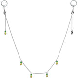 14G 9/16 Clear Gem Pineapple BCR Captive Ring Dangle Nipple Chain