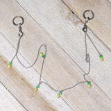 14G 9/16 Clear Gem Pineapple BCR Captive Ring Dangle Nipple Chain