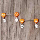 14G 5/8 Orange Pumpkin Skull Halloween Dangle Nipple Ring Set