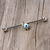14G Blue Eyeball Hand Halloween Industrial Barbell 38mm