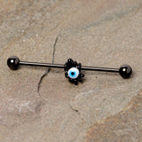 14G Black Blue Eyeball Hand Halloween Industrial Barbell 38mm