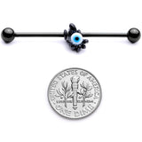 14G Black Blue Eyeball Hand Halloween Industrial Barbell 38mm