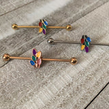14G Gold Tone Christmas Lights Industrial Barbell 38mm
