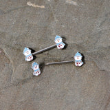 14G 5/8 Snowman Winter Holiday Christmas Barbell Nipple Ring Set