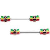 14G 5/8 Rasta Turkey Thanksgiving Barbell Nipple Ring Set
