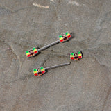 14G 5/8 Rasta Turkey Thanksgiving Barbell Nipple Ring Set
