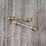 14G 5/8 Rasta Turkey Thanksgiving Barbell Nipple Ring Set