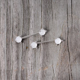 14G 5/8 White Faux Opal Dragon Claw Barbell Nipple Ring Set