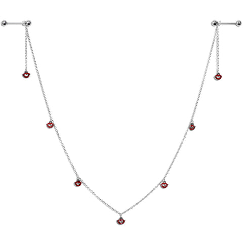 14G 5/8 Red Monster Fang Halloween Dangle Nipple Chain