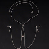 14G 5/8 Pink Gem Sun Heart Star Nipple Chain Necklace
