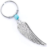 20G 3/8 Clear Gem Feather Feathered Wing Dangle Closure Ring