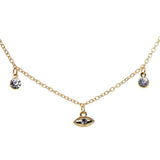 14G 9/16 Clear Gem Gold Tone Eye Star Feather Dangle Nipple Chain