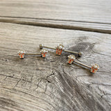 14G 9/16 White Orb Movie Night Popcorn Barbell Nipple Ring Set