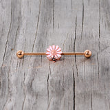 14G Clear Gem Rose Gold Tone Flower Bee Industrial Barbell 38mm
