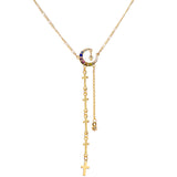 14G 9/16 Blue Pink Gem Gold Tone Moon Cross Dangle Nipple Chain