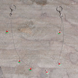 14G 9/16 Clear Gem Watermelon Captive Ring Dangle Nipple Chain