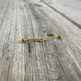 14G Clear Gem Gold Tone Alien UFO Beam Industrial Barbell 38mm