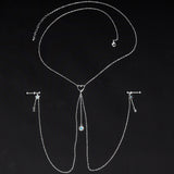 14G 5/8 Blue Gem Sun Heart Star Nipple Chain Necklace