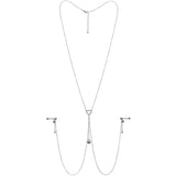 14G 5/8 Blue Gem Sun Heart Star Nipple Chain Necklace