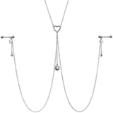 14G 5/8 Clear Gem Sun Heart Star Nipple Chain Necklace