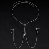 14G 5/8 Blue Gem Moon Heart Star Nipple Chain Necklace