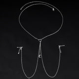 14G 5/8 Clear Gem Moon Heart Star Nipple Chain Necklace
