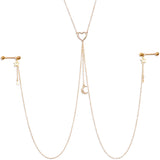 14G 5/8 Aurora Gem Gold Tone Heart Star Nipple Chain Necklace