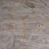 14G 5/8 Aurora Gem Gold Tone Heart Star Nipple Chain Necklace