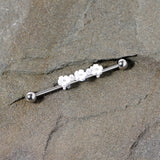 14G Clear Gem White Flower Industrial Barbell 38mm