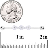 14G Clear Gem White Flower Industrial Barbell 38mm