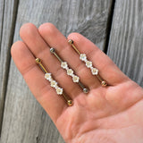 14G Clear Gem Rose Gold Tone Flower Industrial Barbell 38mm