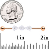 14G Clear Gem Rose Gold Tone Flower Industrial Barbell 38mm