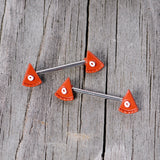14G 5/8 Pumpkin Pie Thanksgiving Holiday Barbell Nipple Ring Set