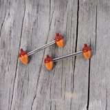 14G 5/8 Brown Autumn Acorn Barbell Nipple Ring Set
