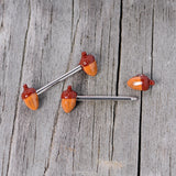14G 5/8 Brown Autumn Acorn Barbell Nipple Ring Set