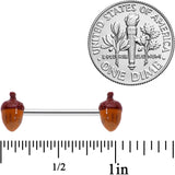 14G 5/8 Brown Autumn Acorn Barbell Nipple Ring Set