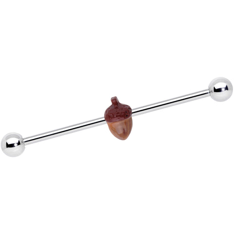 14G Brown Fall Autumn Acorn Industrial Barbell 38mm