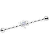 14G Clear Gem Snowflake Industrial Barbell 38mm