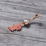 Clear CZ Gem Rose Gold Tone Trio Butterfly Dangle Belly Ring