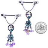14G 5/8 Purple Gem Solstice Sun Moon Dangle Nipple Ring Set