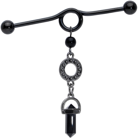 14G Black Gem Halloween Dangle Industrial Barbell 38mm