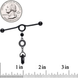 14G Black Gem Halloween Dangle Industrial Barbell 38mm