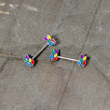 14G 5/8 Christmas Lights Holiday Barbell Nipple Ring Set