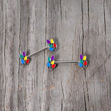 14G 5/8 Christmas Lights Holiday Barbell Nipple Ring Set