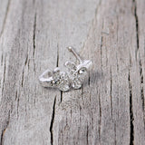 20G 3/8 Clear Gem Fleur De Lis Faux Hoop Nose Bone